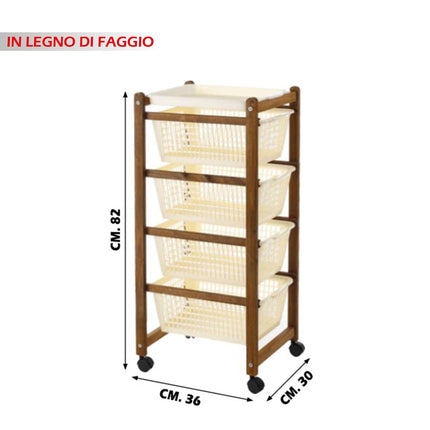 Sicignano Carrello Salvaspazio In Legno Di Faggio: Organizzazione E Stile Funzionale Per Ogni Ambiente Casalinghi Sicignano