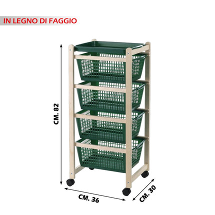 Sicignano Carrello Salvaspazio In Legno Di Faggio: Organizzazione E Stile Funzionale Per Ogni Ambiente Casalinghi Sicignano