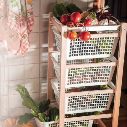 Sicignano Carrello Salvaspazio In Legno Di Faggio: Organizzazione E Stile Funzionale Per Ogni Ambiente Casalinghi Sicignano