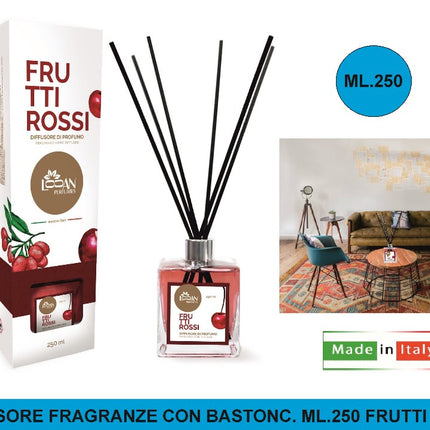 Diffusore Fragranze Con Bastonc. Ml.250 Frutti Rossi Creazioni MP