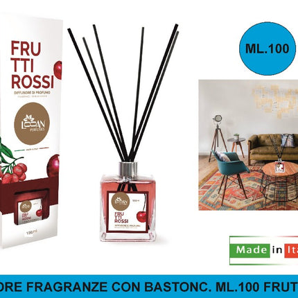 Diffusore Fragranze Con Bastonc. Ml.100 Futti Rossi Creazioni MP