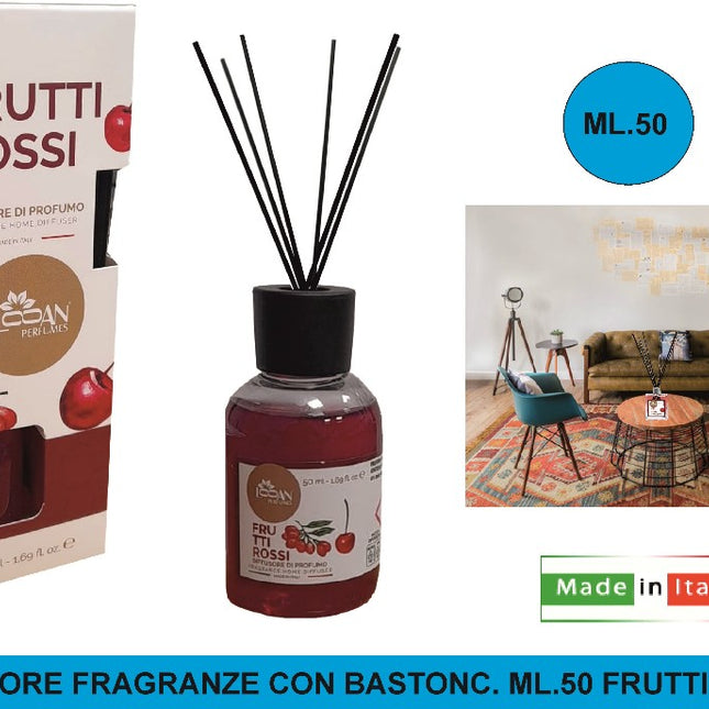 Diffusore Fragranze Con Bastonc. Ml.50 Frutti Rossi Creazioni MP