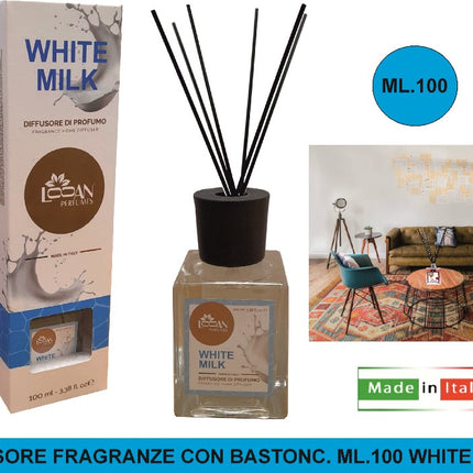 Diffusore Fragranze Con Bastonc. Ml.100 White Milk Creazioni MP