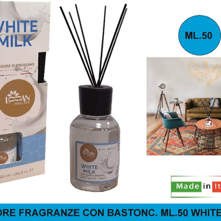 Diffusore Fragranze Con Bastonc. Ml.50 White Milk Creazioni MP
