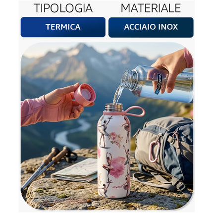 Borraccia Termica Acciaio Inox 500ml Calcio Ballerina Scuola Sport Salvaspazio