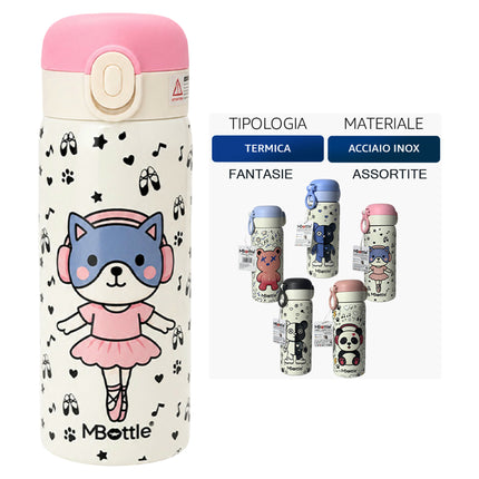 Borraccia Termica Acciaio Inox 450ml Friends Scuola Sport Con Cannuccia