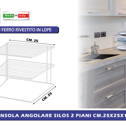 Mensola Angolare Silos 2 Piani Cm.25X25X19H