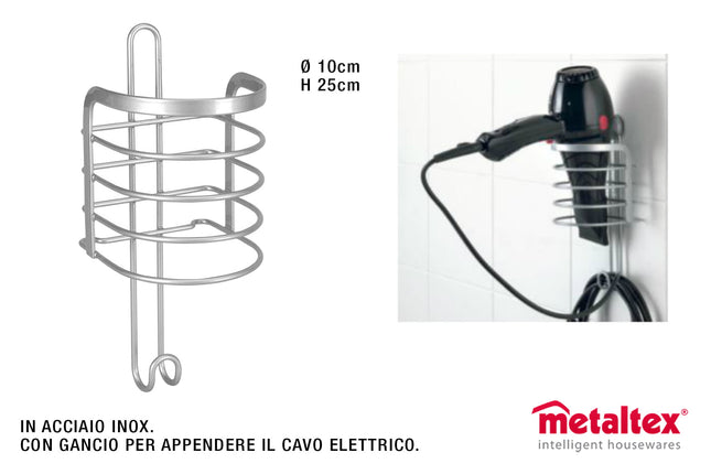 PORTASCIUGACAPELLI CON GANGIO CM.10X25H VIVA Metaltex