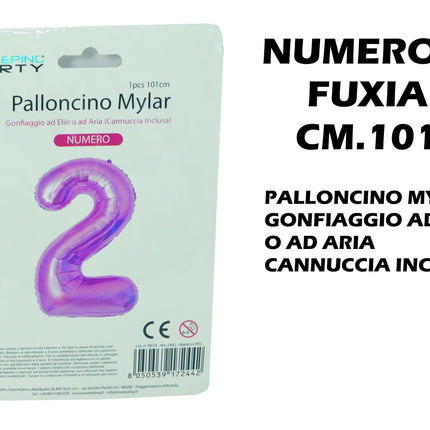 Palloncino Numero Mylar Foil Gigante 101 cm & 41 cm – Decorazione Festa Compleanno e Anniversario – Gonfiaggio Elio o Aria con Cannuccia Inclusa Rosa Maxi (101 cm) 2 MV Tech