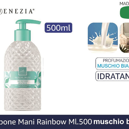 SAPONE MANI RAINBOW ML.500 MUSCHIO BIANCO My Luna