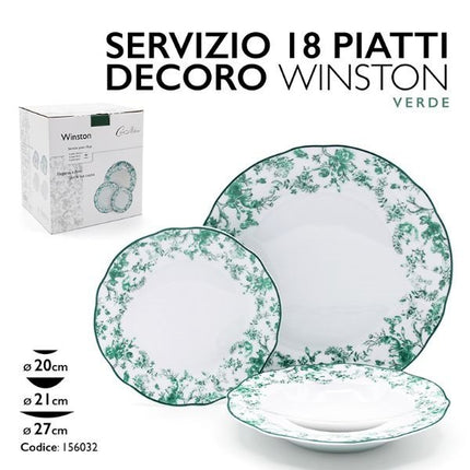 Servizio Piatti 18 Pezzi Winston Casa Domani Porcellana Floreale Tavola Colorato