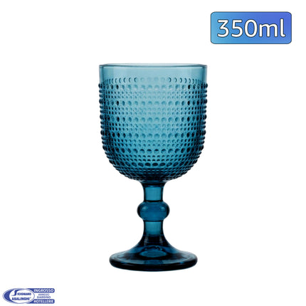 Gioia Set 6 Calici/Bicchieri in Vetro Colorato in Pasta Azzurro, Lavabili in Lavastoviglie MMZ