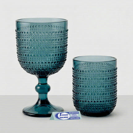 Gioia Set 6 Calici/Bicchieri in Vetro Colorato in Pasta Azzurro, Lavabili in Lavastoviglie Set 12 Calici+Bicchieri MMZ