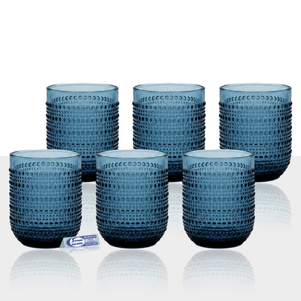 Gioia Set 6 Calici/Bicchieri in Vetro Colorato in Pasta Azzurro, Lavabili in Lavastoviglie 6 Bicchieri 260ml MMZ