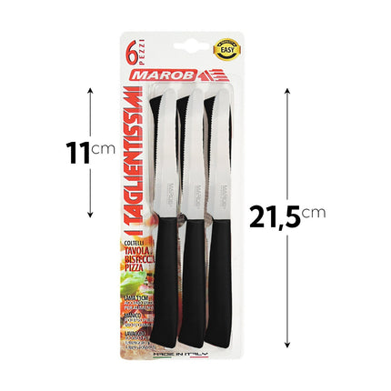 Marietti Coltelli da Tavola 6 Pezzi Inox 11cm con Manico in PP Colorato Lavabili