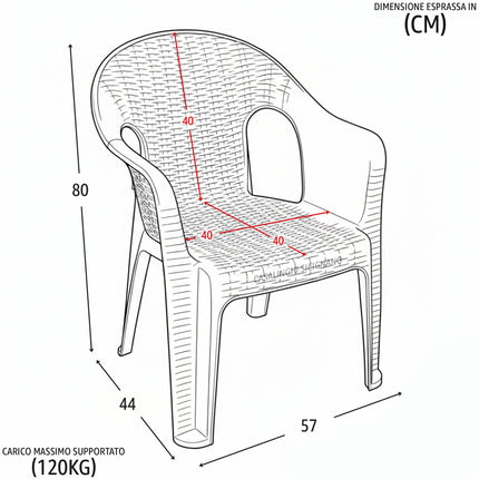 Poltrona Giorgia da Giardino Impilabile con Braccioli in Plastica Riciclata Antracite - Portata 120kg Ecore Home