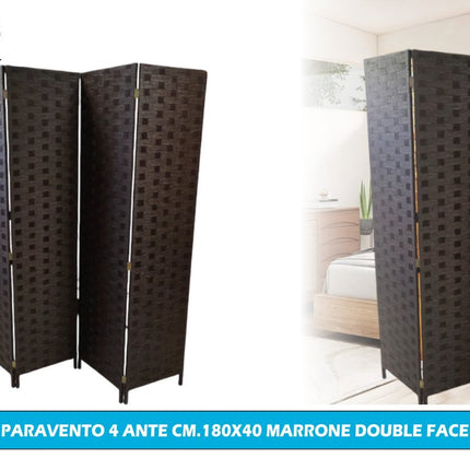 New Arcobaleno Paravento Separè 3 o 4 Ante – Marrone o Grigio – Double Face, Struttura Robusta, Pieghevole 180 cm per Casa e Ufficio Marrone Double Face 4 Ante New Arcobaleno