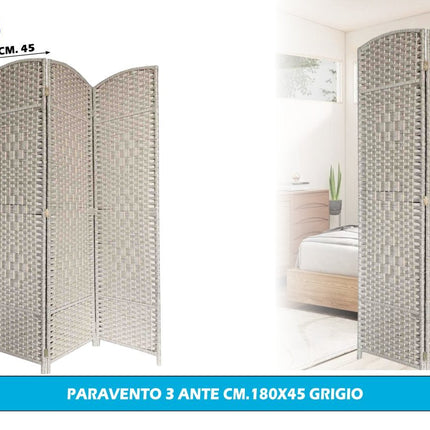 New Arcobaleno Paravento Separè 3 o 4 Ante – Marrone o Grigio – Double Face, Struttura Robusta, Pieghevole 180 cm per Casa e Ufficio Grigio 3 Ante New Arcobaleno