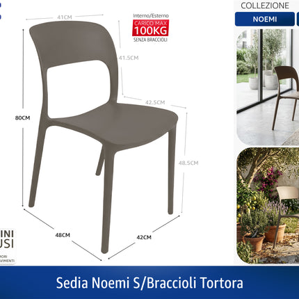 Sedia Noemi Senza Braccioli in Polipropilene – Impilabile, Anti‑UV, da Interno ed Esterno, Vari Colori | Casalinghi Sicignano Tortora Casalinghi Sicignano
