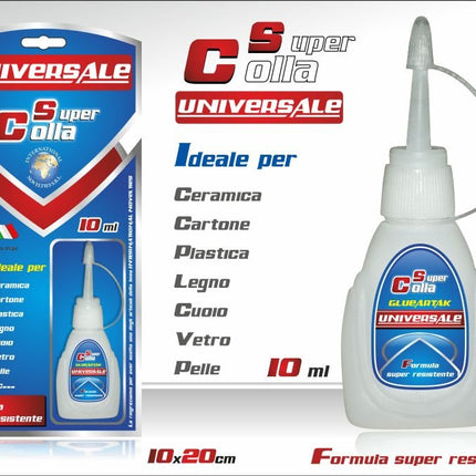 Glueartak Super Colla Universale Formula Super Resistente 10 ml | Colla Istantanea per Ceramica, Cartone, Plastica, Legno, Cuoio, Vetro e Pelle - Prodotto Importato Extra EU Tutto Tutto Meno Meno®