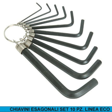 Set Chiavini Esagonali 10 Pezzi Linea Eco | Kit Chiavi a Brugola Esagonali Assortite per Fai da Te e Manutenzione Tutto Tutto Meno Meno®