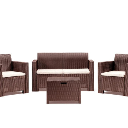 Bica Salotto Da Giardino Completo Nebraska Set Divano + Tavolino + 2 Poltrone Da Esterni Con Finitura Effetto Rattan