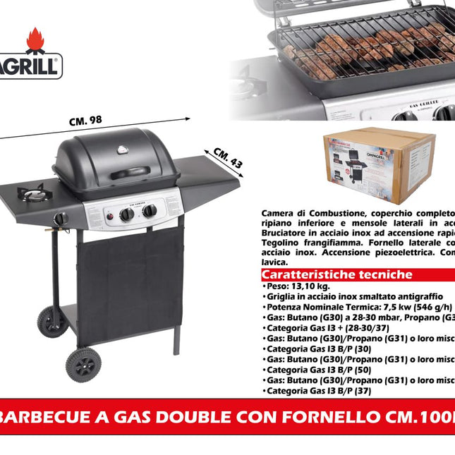 Barbecue a Gas Double con Fornello - Cucina di Più in Meno Tempo OmpaGrill