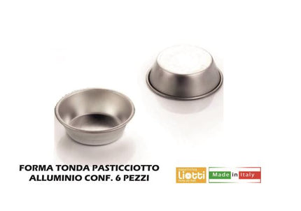 Forma Pasticciotto Tonda, Alluminio, Set Da 6 Pezzi, Cm 7X2,5H Oggettistica Liotti