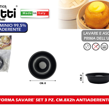 Forma Savare' Set 3 Pz. Cm.8X2H Antiaderente Oggettistica Liotti