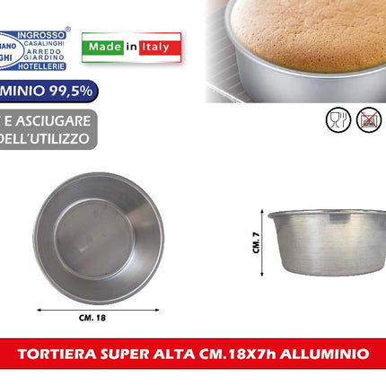 Tortiera Super Alta Cm.18X7H Alluminio Oggettistica Liotti