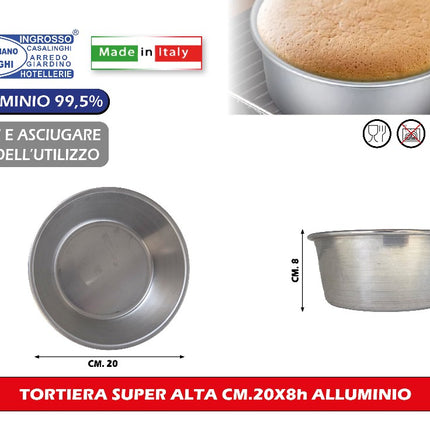 Tortiera Super Alta Cm.20X8H Alluminio Oggettistica Liotti