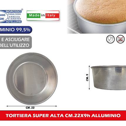Tortiera Super Alta Cm.22X9H Alluminio Oggettistica Liotti