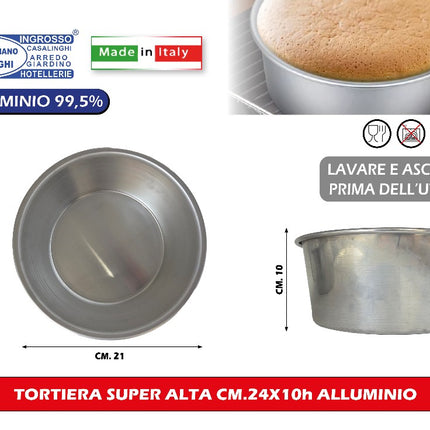 Tortiera Super Alta Cm.24X10H Alluminio Oggettistica Liotti