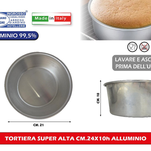 Tortiera Super Alta Cm.24X10H Alluminio Oggettistica Liotti