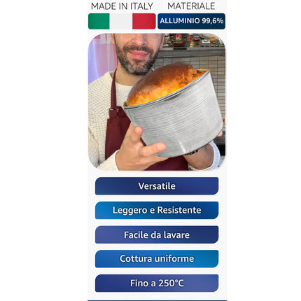 Stampo Forma Panettone Professionale in Alluminio Alto per Grandi Lievitati Casalinghi Sicignano