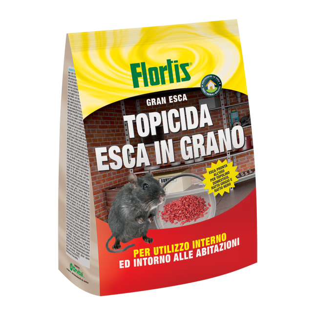 Flortis Esca Topicida Grano 1.5Kg - Topi, Ratti, Roditori, Topolini (Veleno) Flortis