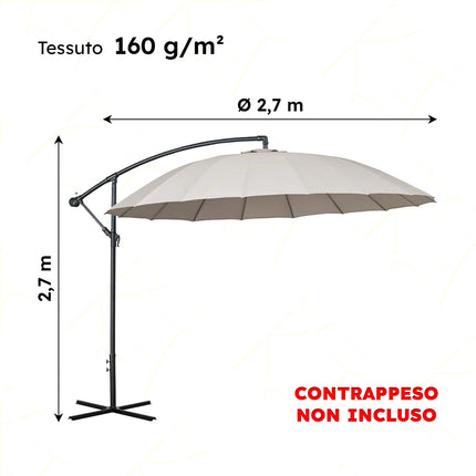 General Trade Ombrellone Da Giardino Con Braccio Palo Decentrato Stabile Base Croce X 2,7×2,7M