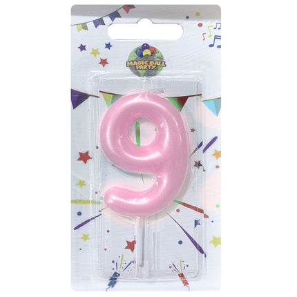 Candela Singola Glitter Colore Rosa/Celeste - Numeri da 0 a 9 Rosa 9 Marinella
