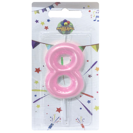 Candela Singola Glitter Colore Rosa/Celeste - Numeri da 0 a 9 Rosa 8 Marinella