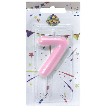 Candela Singola Glitter Colore Rosa/Celeste - Numeri da 0 a 9 Rosa 7 Marinella