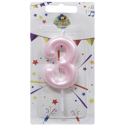 Candela Singola Glitter Colore Rosa/Celeste - Numeri da 0 a 9 Rosa 3 Marinella