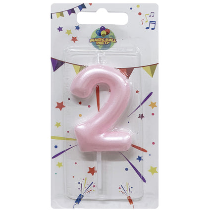 Candela Singola Glitter Colore Rosa/Celeste - Numeri da 0 a 9 Rosa 2 Marinella