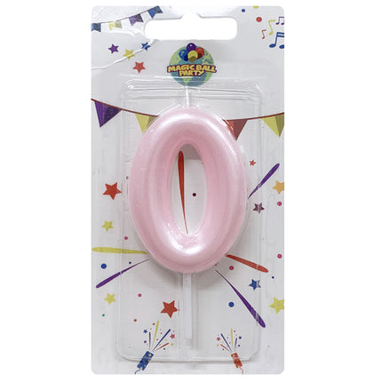 Candela Singola Glitter Colore Rosa/Celeste - Numeri da 0 a 9 Rosa 0 Marinella