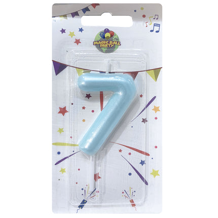 Candela Singola Glitter Colore Rosa/Celeste - Numeri da 0 a 9 Turchese 7 Marinella