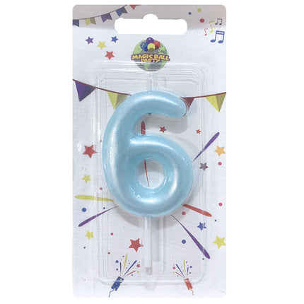 Candela Singola Glitter Colore Rosa/Celeste - Numeri da 0 a 9 Turchese 6 Marinella