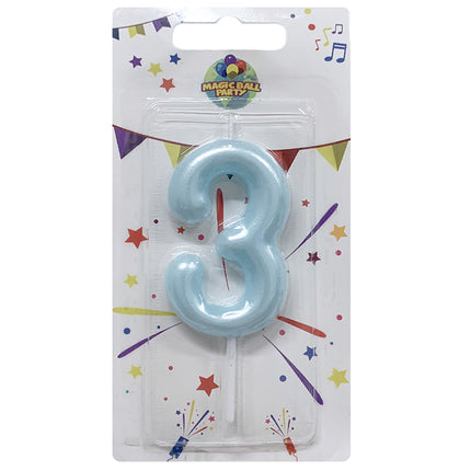 Candela Singola Glitter Colore Rosa/Celeste - Numeri da 0 a 9 Turchese 3 Marinella