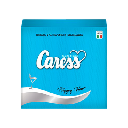 Tovaglioli di Carta Colorati 2 Veli 25x25 cm - Goffratura Punta a Punta, Cellulosa Wet Strength, Idonei Alimenti, Made in Italy - Happy Hour Turchese Caress