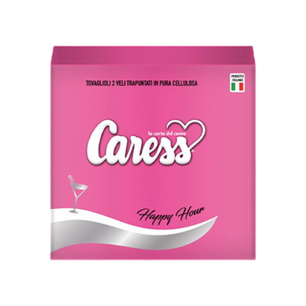 Tovaglioli di Carta Colorati 2 Veli 25x25 cm - Goffratura Punta a Punta, Cellulosa Wet Strength, Idonei Alimenti, Made in Italy - Happy Hour Fucsia Caress
