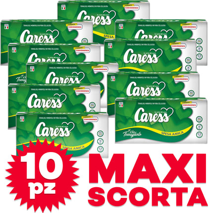 Tovaglioli di Carta Monovelo Caress Spesa Amica - Maxi Scorta 10 Confezioni da 120 Pezzi (Totale 1200 Tovaglioli)