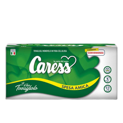 Tovaglioli di Carta Monovelo Caress Spesa Amica - Maxi Scorta 10 Confezioni da 120 Pezzi (Totale 1200 Tovaglioli)